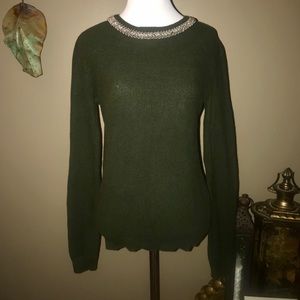 Forever 21, small,green sweater jeweled neck